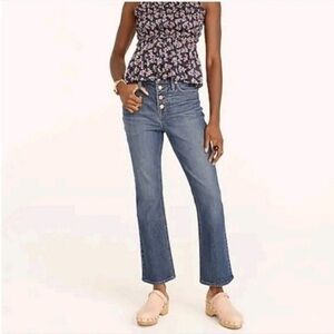 J Crew Billie Demi Boot Jean Crop 10 inch High Rise Raw Hem Button Fly Sz 25